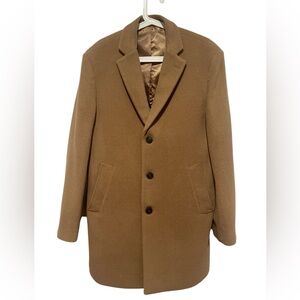 Mens Calvin Klein Wool Coat Color Camel Brown Size 38R